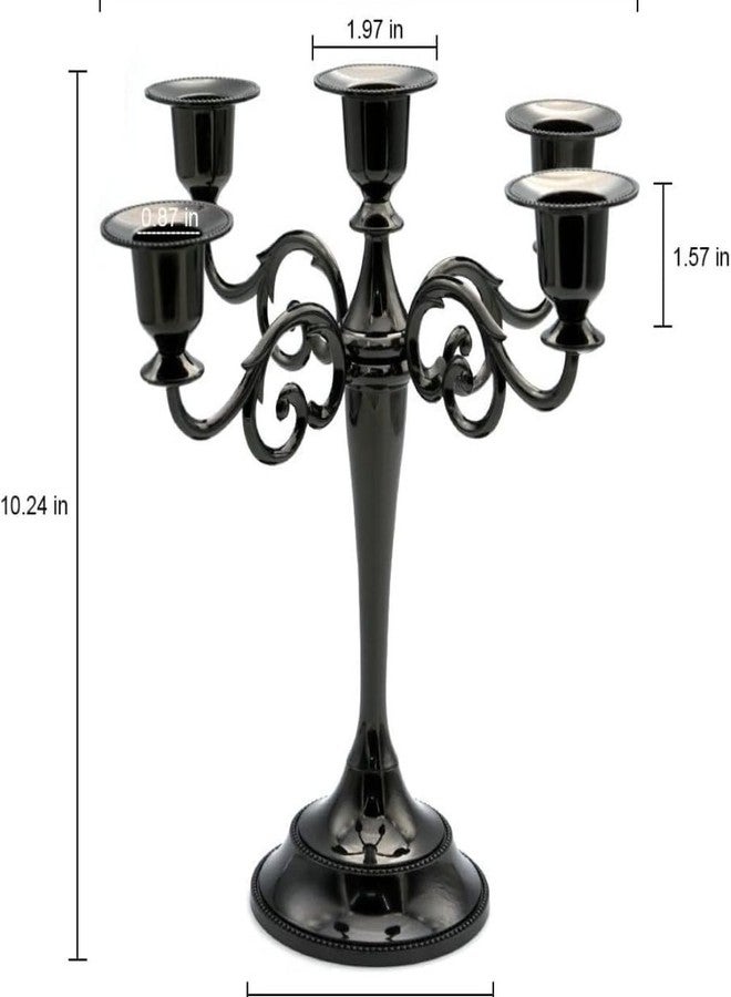 JEVIMORY Black Candelabra Candle Holders for Pillar Candles 10.6 inch Tall, 5 Candle Candlestick Holder for 1/2-1 inch Taper Candles Halloween Candelabra Decoration Easy Assembly (Black) - Image 5